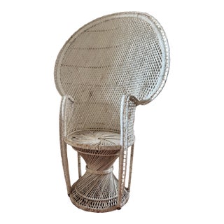 Vintage Painter Wicker Peacock Chair For Sale