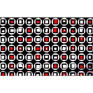 Red and Black Dynamic Circles Acrylic Painting by Natalia Bessonova Large Pattern Geometry Squares For Sale