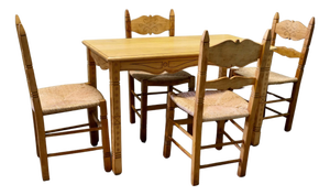 Country Style Carved Dining Table and Chairs, 1960s, Set of 5