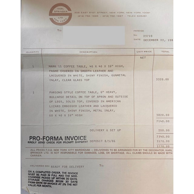 Karl Springer Mark II White Leather W/Gunmetal Inlay Coffee Table, 1986 For Sale In Chicago - Image 6 of 6