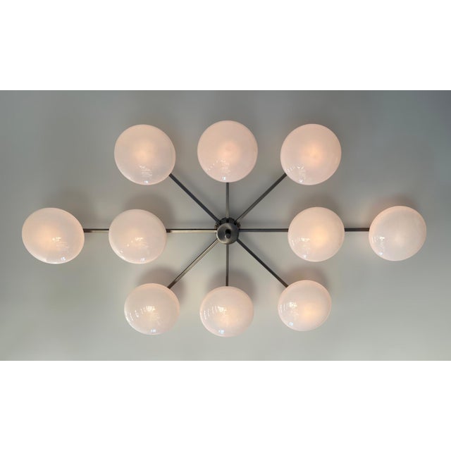 Not Yet Made - Made To Order 21st Century Dieci Satin Black Nickel Glossy White Murano Flush Mount by Fabio LTD For Sale - Image 5 of 6
