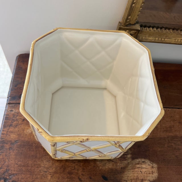 2000 - 2009 Italian Hand Painted Faux Bamboo Cachepot For Sale - Image 5 of 7