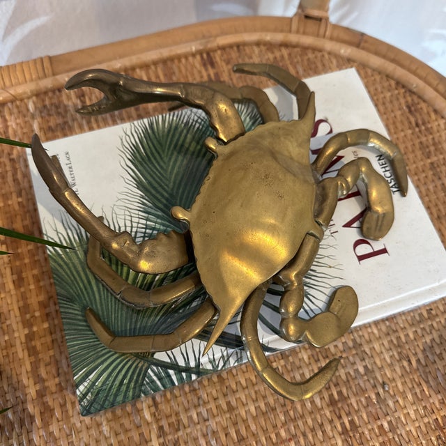Large Vintage Brass Crab Ashtray/Trinket Box For Sale - Image 4 of 10