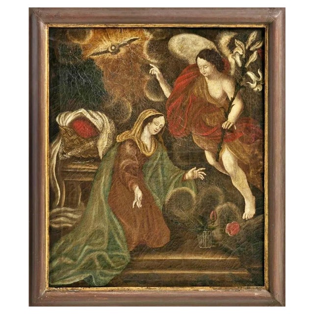 Italian School Artist, Announcement, Oil on Canvas, 17th Century, Framed For Sale