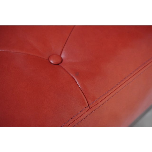 Red Tufted Leather William Switzer Armless Chair Dauphin For Sale - Image 14 of 15