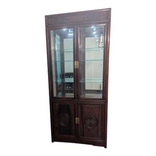 1980s Chinese Solid Hardwood Display Cabinet/Curio Hutch For Sale