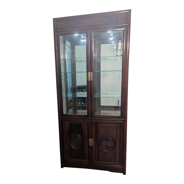 1980s Chinese Solid Hardwood Display Cabinet/Curio Hutch For Sale