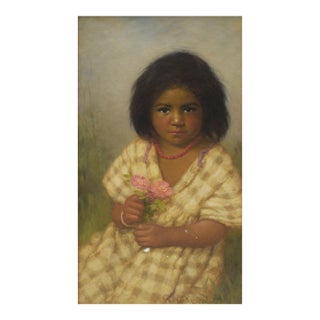1930s Grace Carpenter Hudson (1865 - 1937) "Wild Roses" Portrait of an Indian Girl For Sale