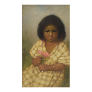 1930s Grace Carpenter Hudson (1865 - 1937) "Wild Roses" Portrait of an Indian Girl