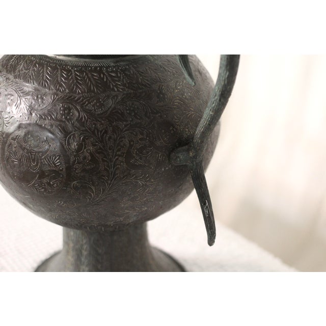Late 19th Century Late 19th Century Indian Brass Vase With a Lid and Scroll Cobra Handles For Sale - Image 5 of 15