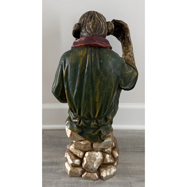 Vintage Italian Carved Polychrome Monkey Scholar Figure 23” Decorative Sculpture For Sale - Image 4 of 5