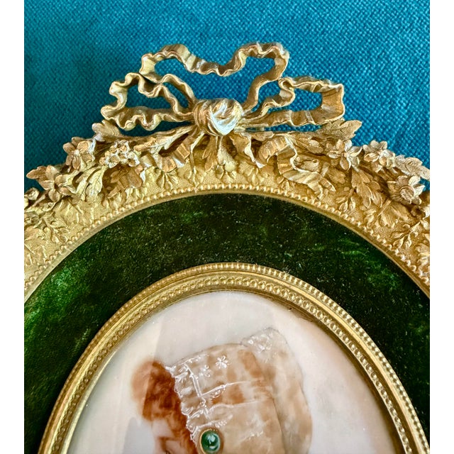 Late 19th Century Late 19th Century Rare Signed Antique French Louis XVI Style Miniature Portrait in Ormolu Frame Signed Bussy For Sale - Image 5 of 11