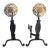 Vintage Virginia Metal-Crafters Iron With Brass Medallions Andirons - A Pair For Sale