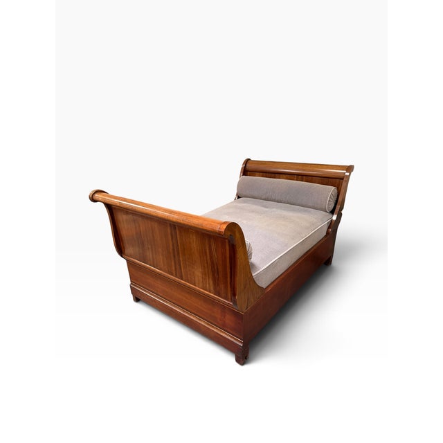 Antique Mahogany Inlaid & Sleigh Bed Frame for a Daybed. Mattress or pillows not included.