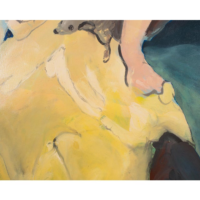 Ira Yeager 20th C. Woman in Yellow Oil Canvas Painting 5.5 Ft For Sale - Image 12 of 18
