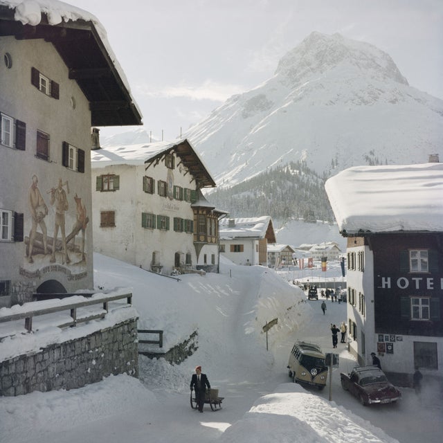 Slim Aarons, Hotel Krone in Lech, Estate Stamped C-type Digital Print For Sale