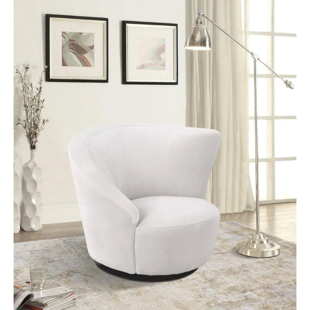 Pasargad Home Vicenza Cortina White Crescent Swivel Chair For Sale - Image 9 of 9