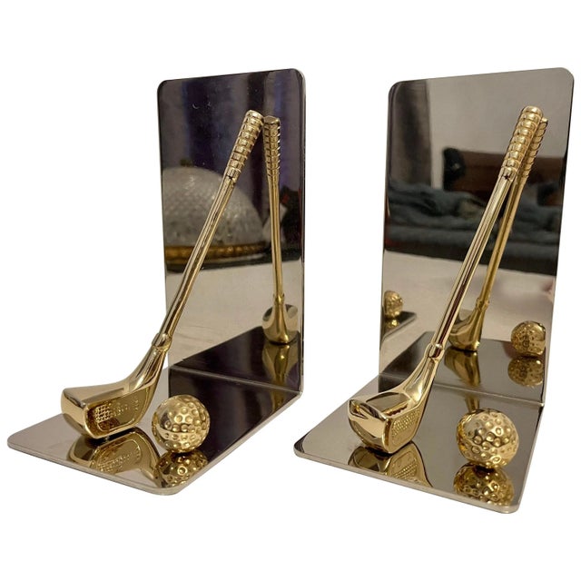 Late 20th Century Brass & Chrome Golf Club Bookends - a Pair For Sale - Image 13 of 13