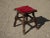 Wood Vintage French Country Rustic Red Stool Footstool Bench Farmhouse Chic For Sale - Image 7 of 12