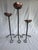 Vintage Brutalist Copper Cup Twisted Iron Metal Candlesticks, Set of Three For Sale - Image 4 of 11