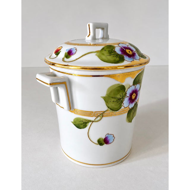 1920s Handpainted Floral Lidded Vase With Handles For Sale - Image 4 of 14