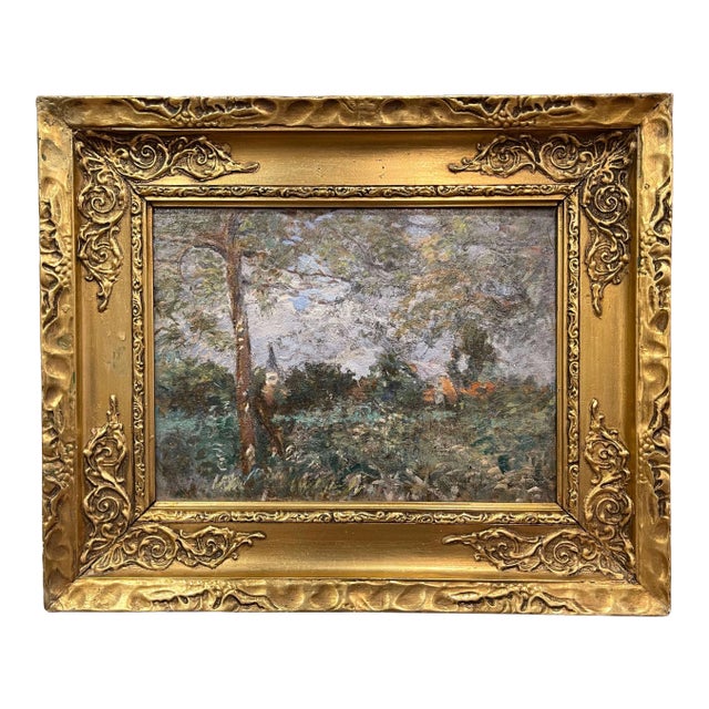19th Century French Pastoral Oil Painting Signed H. D. Lemaître For Sale