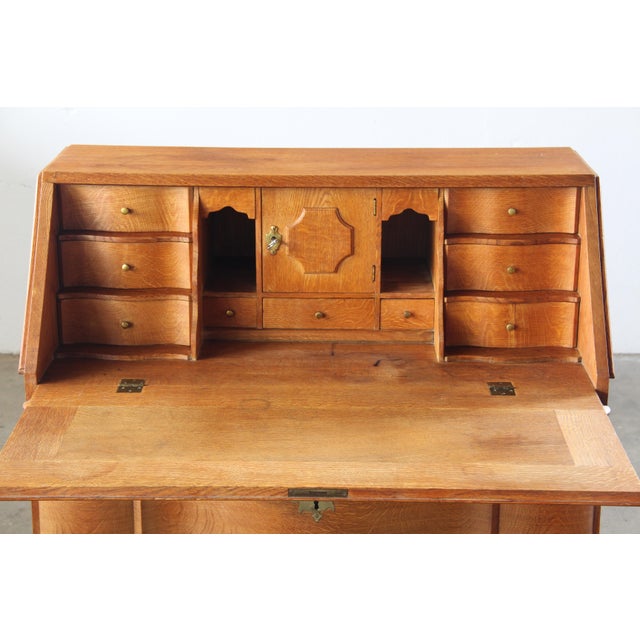 Vintage Oak Fold Down Secretaire, 1960s For Sale - Image 9 of 18