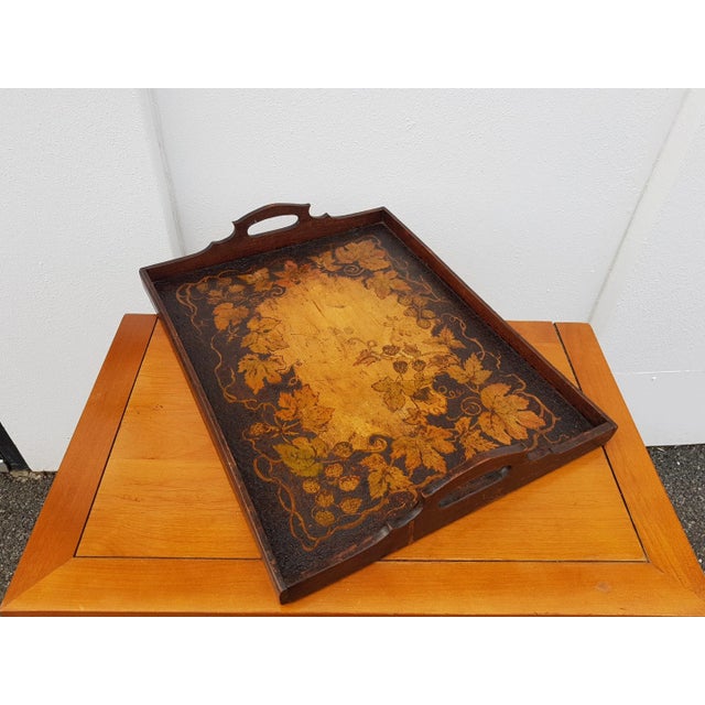 Traditional Vintage Handmade Artisan Wood Tray For Sale - Image 3 of 8