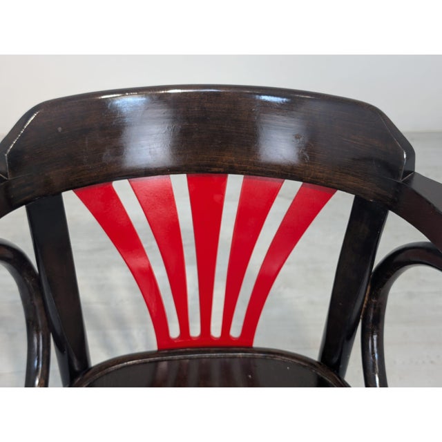 1960s 25 Armchair in Beech with Red Fan from Ton, 1965 For Sale - Image 5 of 14
