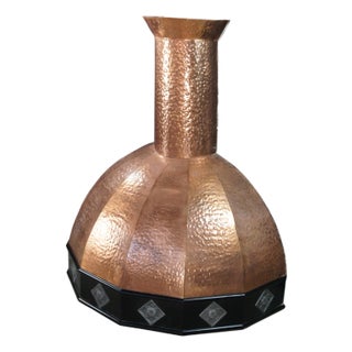 Rustic Farmhouse Hammered Copper Kitchen Stove Range Hood 58" For Sale