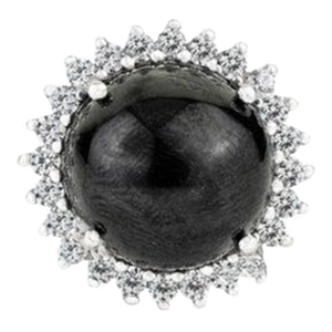 11.55 Carat Black Star & Zircon Halo Statement Ring in 925 Silver Size 6.5