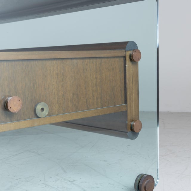 Brown Large Desk in Brass and Cut Crystal by Fabio Lenci, 1960s For Sale - Image 8 of 16