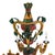 Vintage Six-Arm Tole Chandelier Hand-Painted in Gold, Green, and Red For Sale - Image 9 of 13