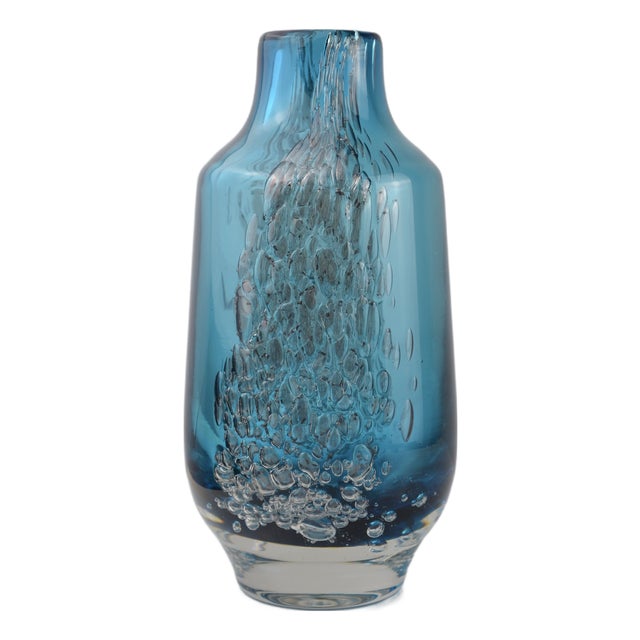 Blue Glass Vase by Heinrich Löffelhardt for Zwiesel, 1970s For Sale