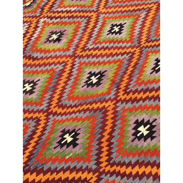 Textile Vintage Diamond Design Kilim Rug - 66" X 90.5" For Sale - Image 7 of 10
