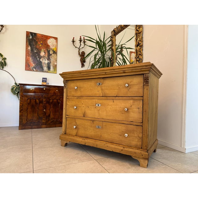 Antique Biedermeier Chest of 3 Drawers For Sale - Image 3 of 14