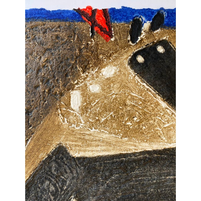 1960s Mid 20th Century Abstract Collagraph by AfroCarribean/French Artist Serge Hélenon For Sale - Image 5 of 13