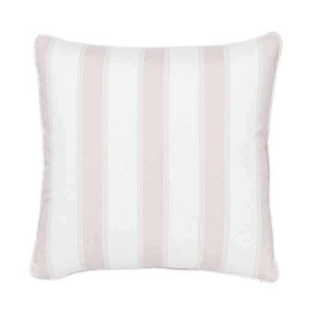 Schumacher Schumacher X Veere Grenney Rafe Stripe 22" Pillow in Pink & White For Sale - Image 4 of 4