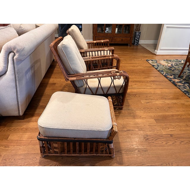 1940s Roosevelt Chairs and Ottoman For Sale - Image 12 of 15
