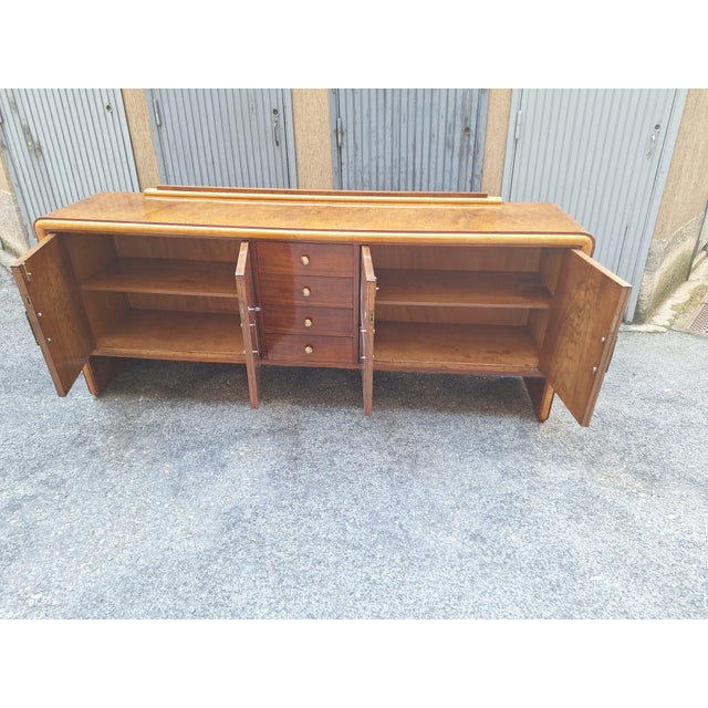 Brown Vintage Sideboard in in Walnut Root and Maple Wood with Brass Details, 1940s For Sale - Image 8 of 18