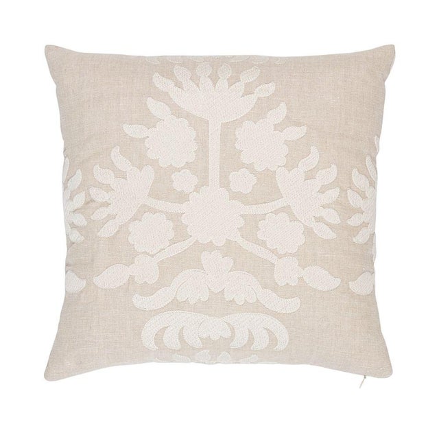 Abstract Schumacher Cybele Embroidery Pillow in Natural For Sale - Image 3 of 3