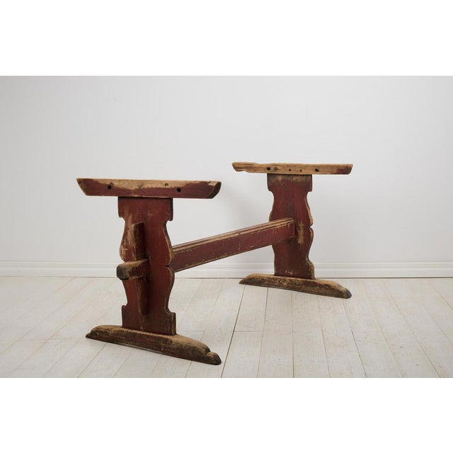 Antique Swedish Folk Art Pine Hand-Crafted Trestle Table For Sale - Image 17 of 18