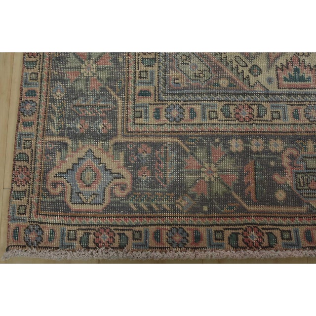 Tabriz Rug 6’4” X 9′ Pink Wool Vintage Distressed Hand-Knotted Oriental Carpet For Sale - Image 11 of 14