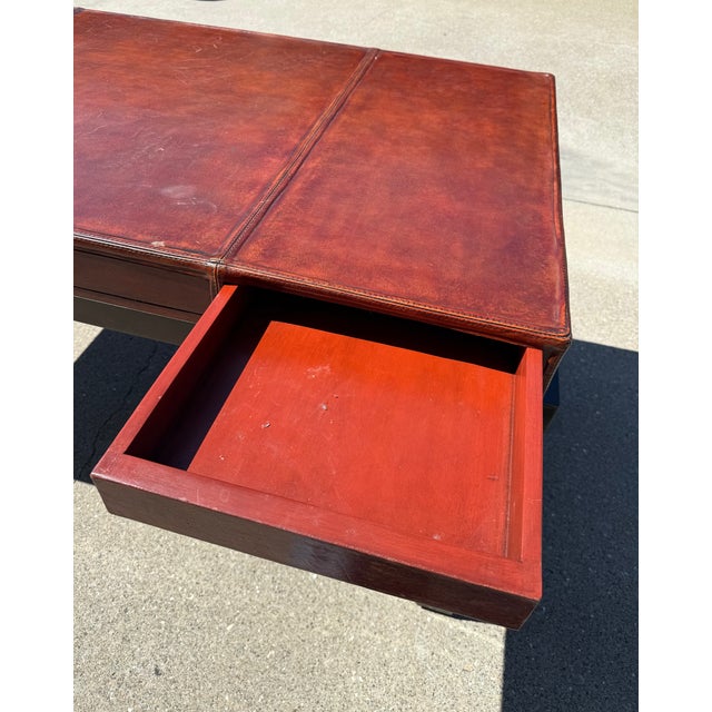 Christian Liaigre Claudio Mariani Hand Stitched Leather-Top Desk For Sale - Image 4 of 8