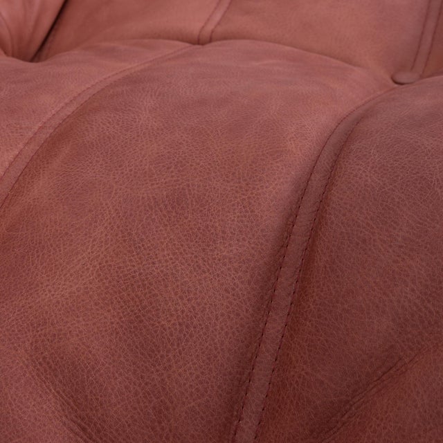 Animal Skin Original Ligne Roset Togo Medium Sofa (3-Seater) in Brick Leather - Restored For Sale - Image 7 of 14