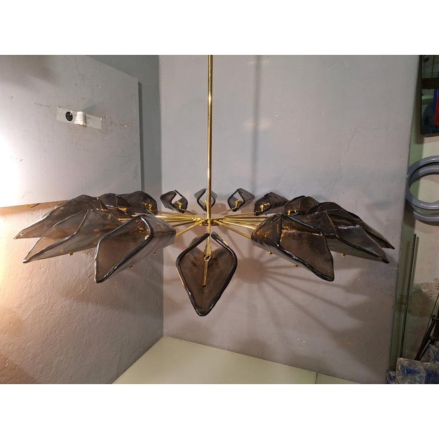 Metal Vintage Chandelier in Brass by Alain Delon For Sale - Image 7 of 18