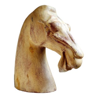 Early 20th Century Hand Carved Wood Camel Head Sculpture For Sale