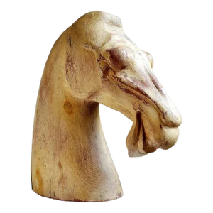 Early 20th Century Hand Carved Wood Camel Head Sculpture