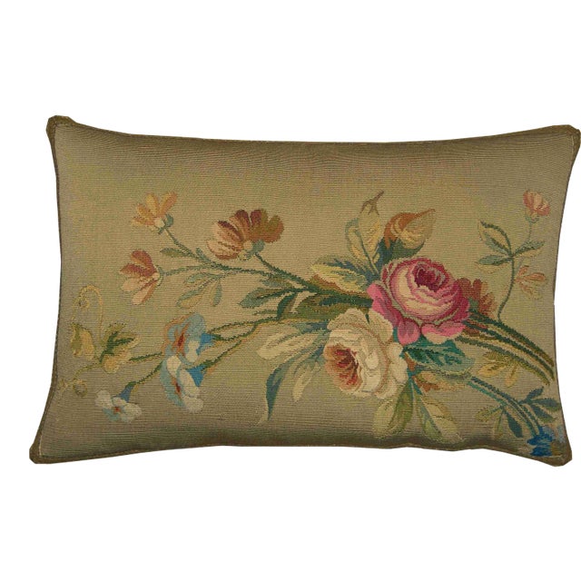 Circa 1850 Antique French Aubusson Pillow For Sale