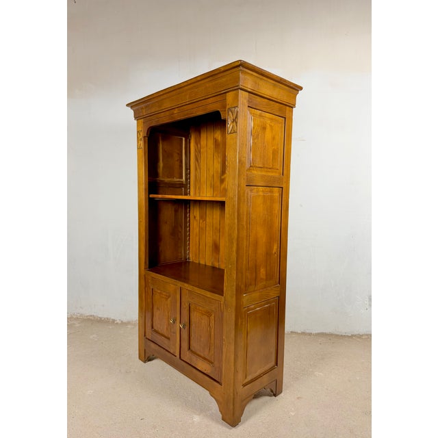 1940s Spanish Oak Rustic Wood Cabinet, 1940s For Sale - Image 5 of 11